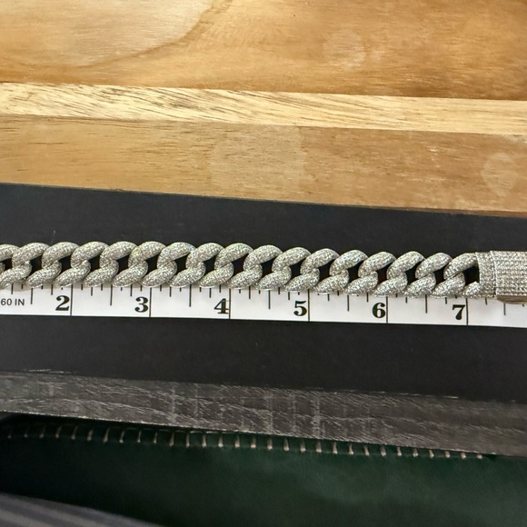 Moissanite Silver Cuban Link Bracelet